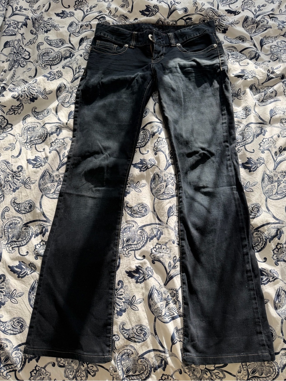Guess Black Flare Jeans - Subtle Washed Detail